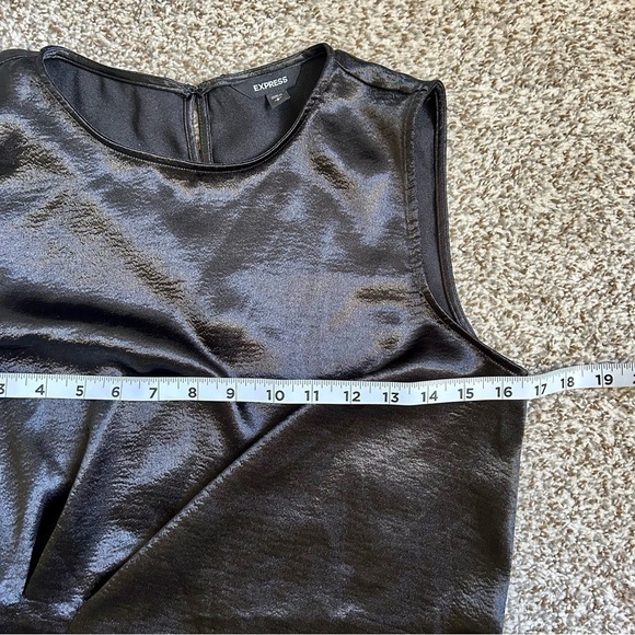 Express Black Shimmery Sleeveless Asymmetrical Blouse Small Shiny - Picture 6 of 6
